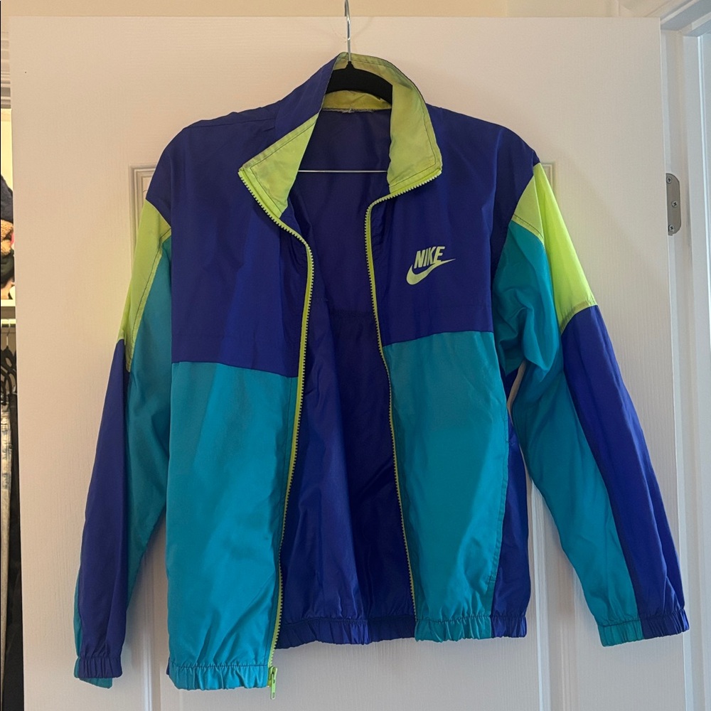 Nike Blue and Green Windbreaker Jacket